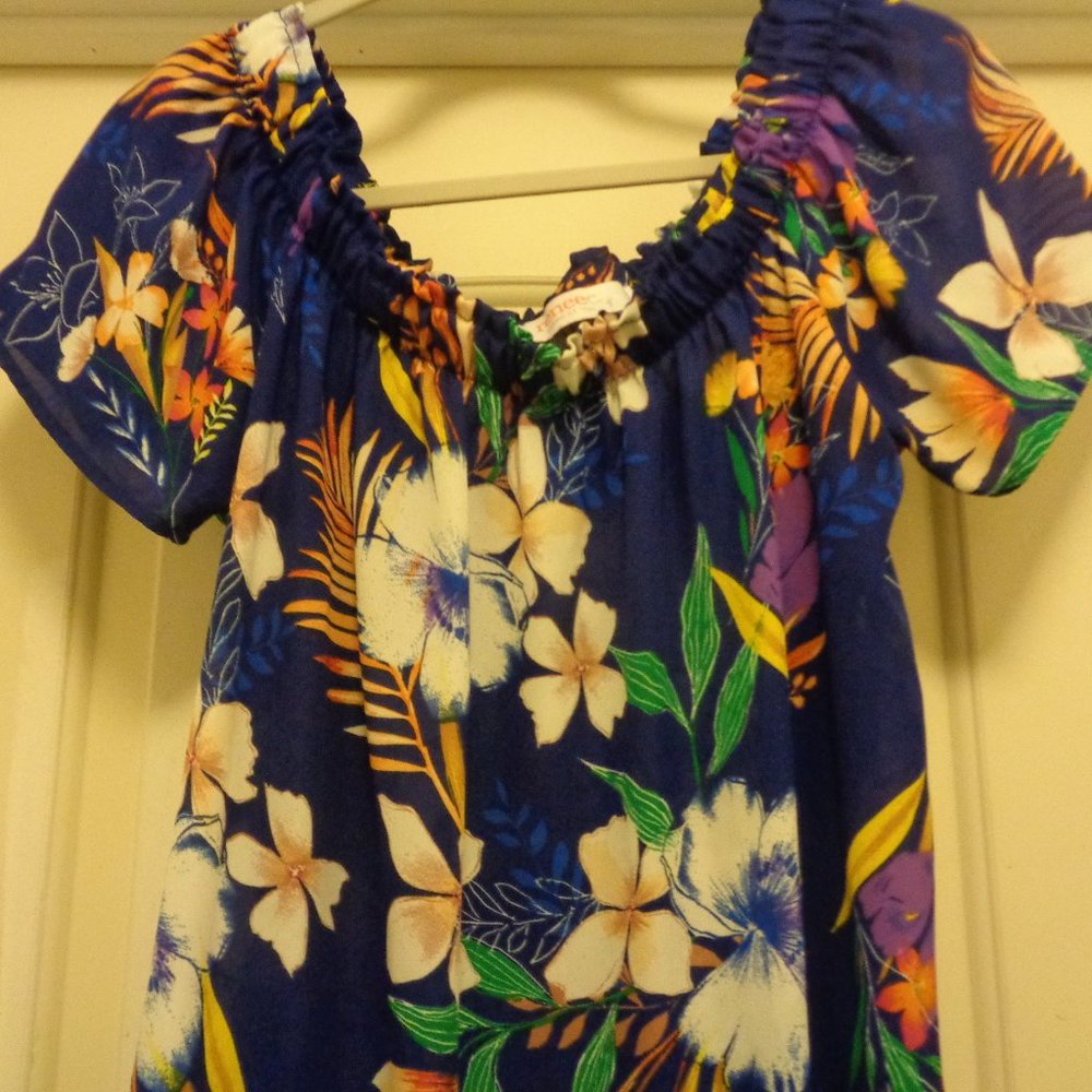 TROPICAL BLISS FLOWERS PRETTY BLOUSE L